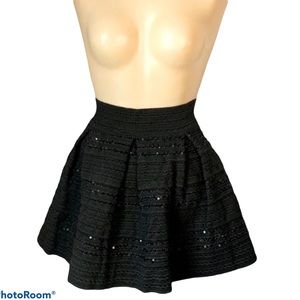Ginger G Size S Black Flare Mini Sequin Skirt